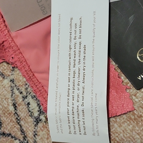 VIX Paula Hermanny Pink Laser Cut Scales Bandeau TOP with Sleeves - Size L D Cup - Picture 11 of 16